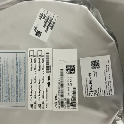 Micron moisture-barrier bag with intact factory labels, seal date and MSL rating